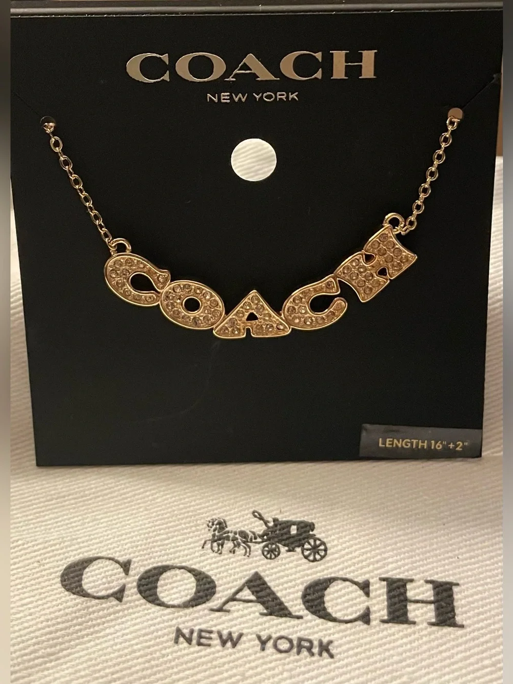 Coach Gold-Tone Crystal Logo Necklace